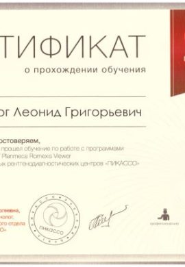 Сертификат Гинзбург Леонид Григорьевич