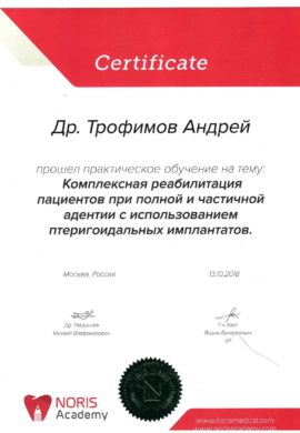 Сертификат Трофимов Андрей Юрьевич